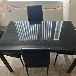 Glass Table & 4 Chairs