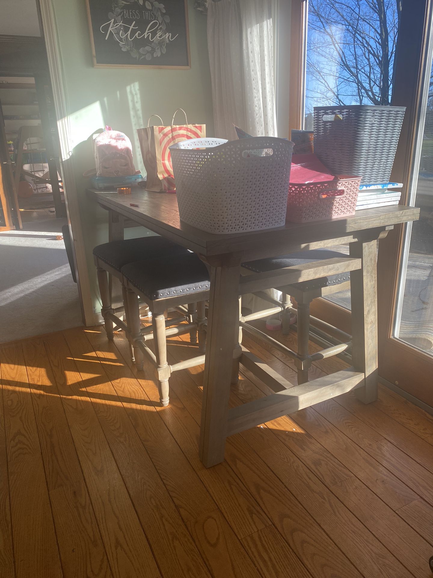 Kitchen Table, 3 Chairs, And Bench 