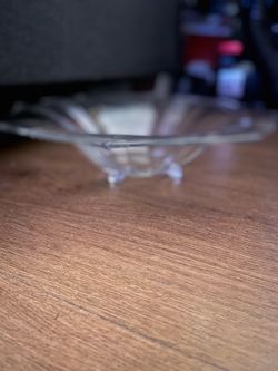 Heisey Glass Company Vintage Art Deco Clear Glass Footed Console Bowl