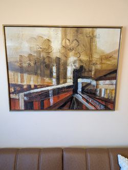 2 Mid Century Bondi Signed Abstract Floral Textured Oil Paintings