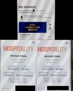 FIFA World Cup 2026 Bronze Final Hospitality Tickets FIFA Pavilion – 2 Seats Together