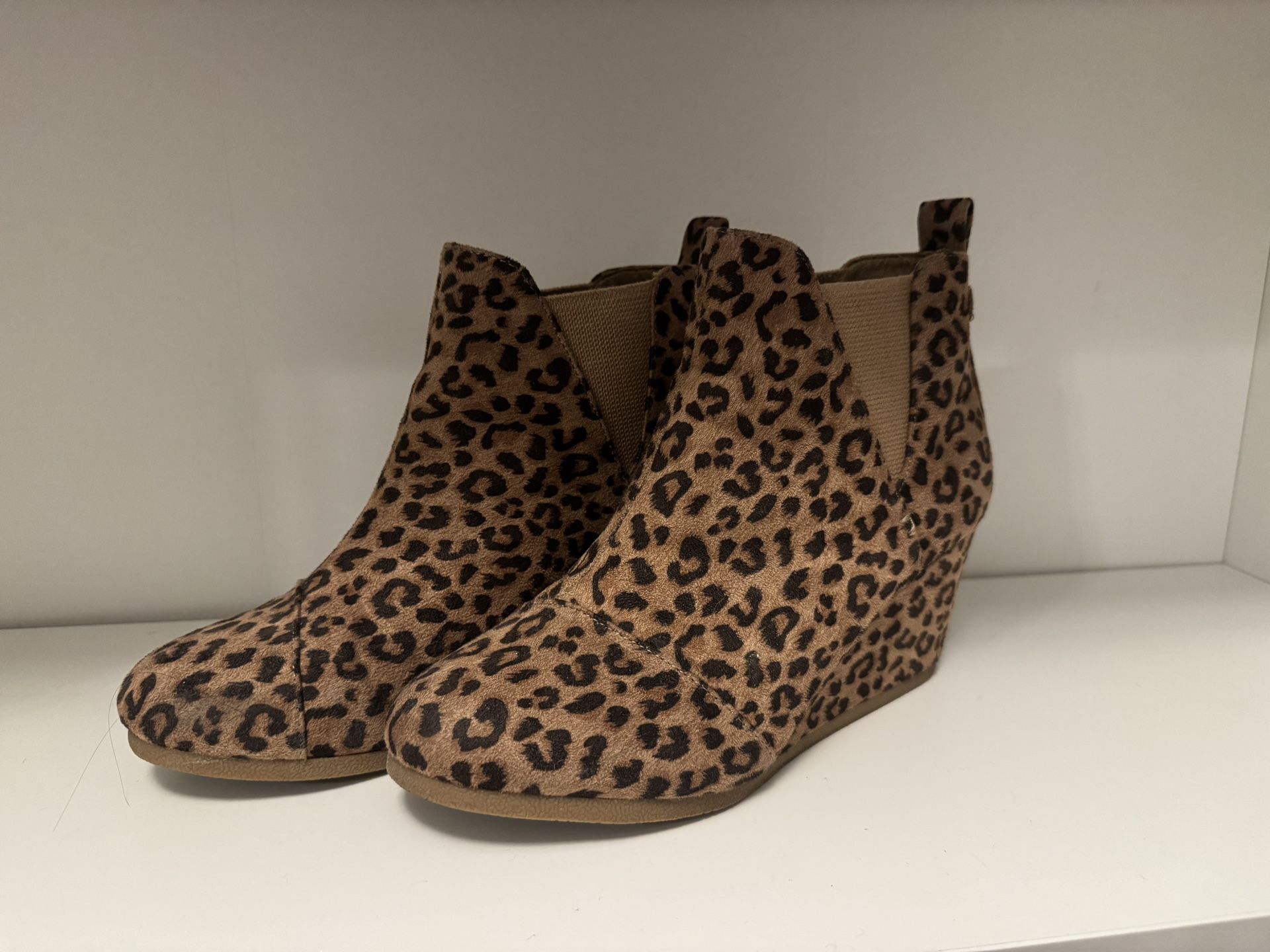 Leopard Print Wedge Ankle Boots