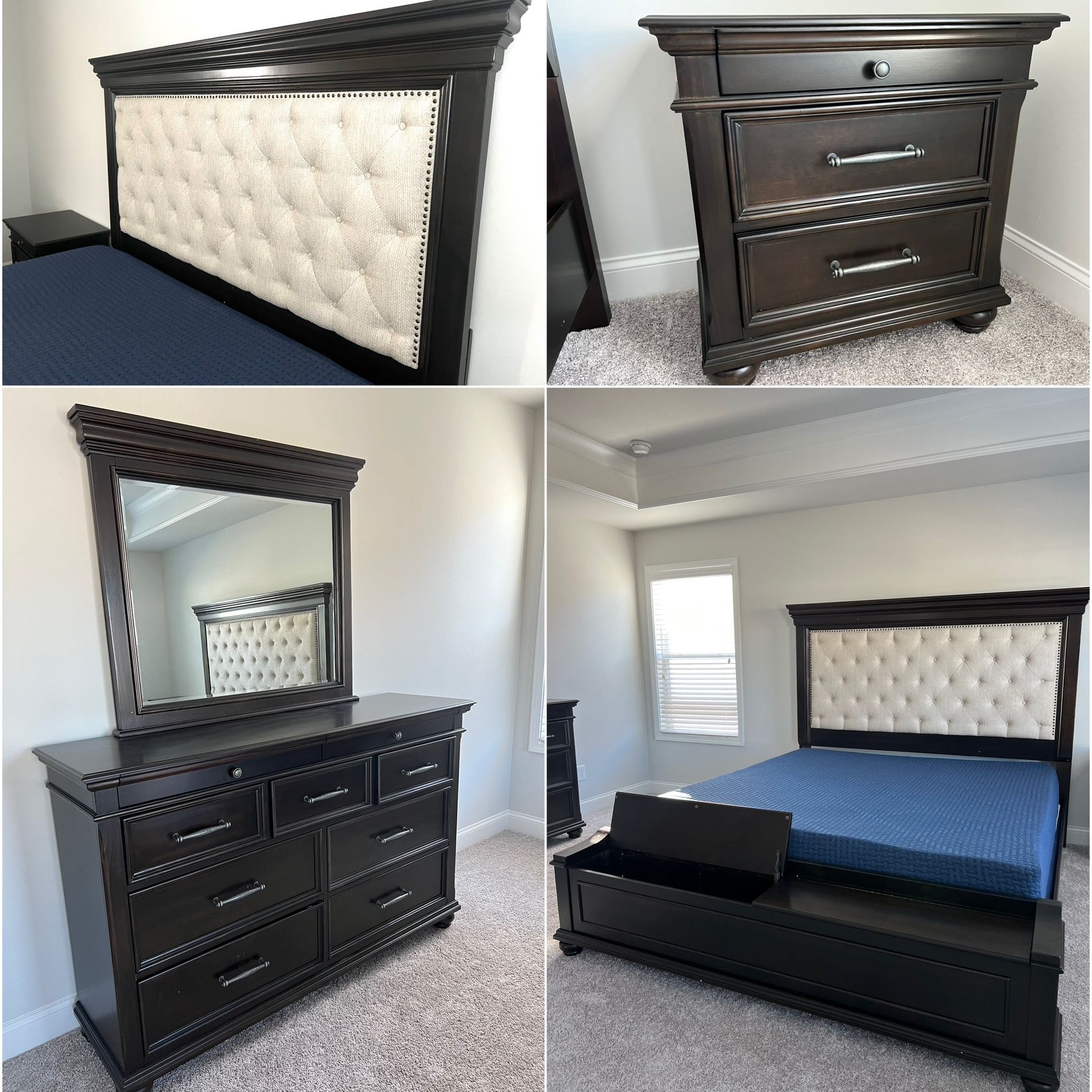BRAND NEW SOLID STORAGE KING SIZE BEDROOM SET $1645! QUEEN SIZE $1545!..PRICE INCLUDES DELIVERY!!!