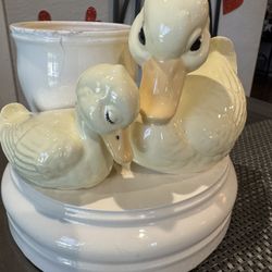 Vintage Narco Japan Duck Music Box Planter - Mid-Century Nursery Decor - Working