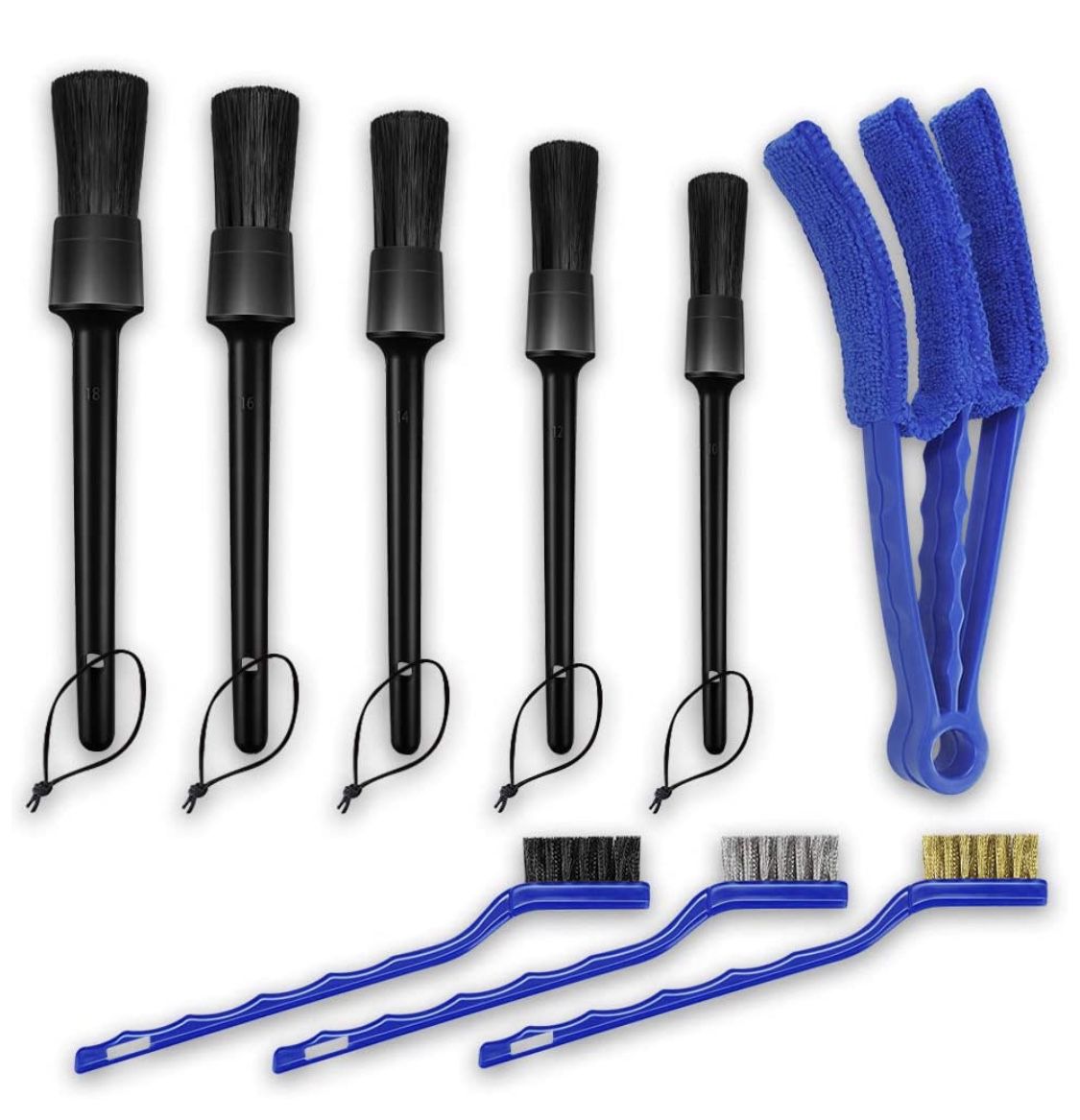 NEW! 9pcs Car Detailing Kit Auto Interior Cleaning Brush Set Includes Wire Brush Detail Boar Hair Brush Air Conditioner Brush for Cleaning Car Interio