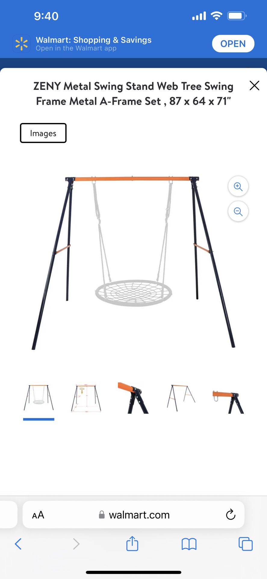 Metal Swing Stand Web Tree Swing Frame Metal A-Frame Set , 87 x 64 x 71"