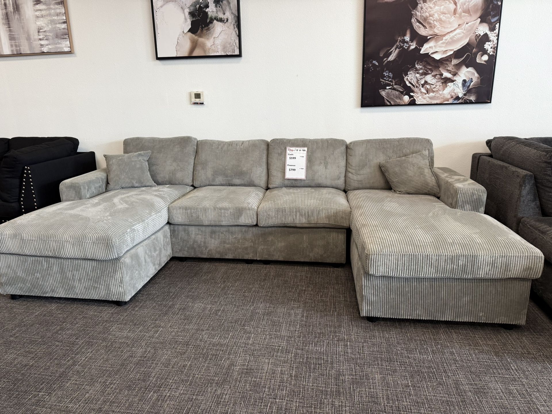 πͺ Light Gray U-Shaped Sectional β ONLY $599!