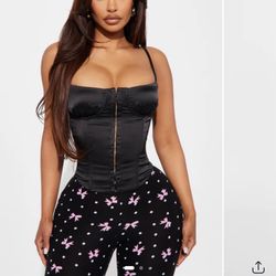 Pure Seduction Satin Corset Top - Black - Fashion Nova