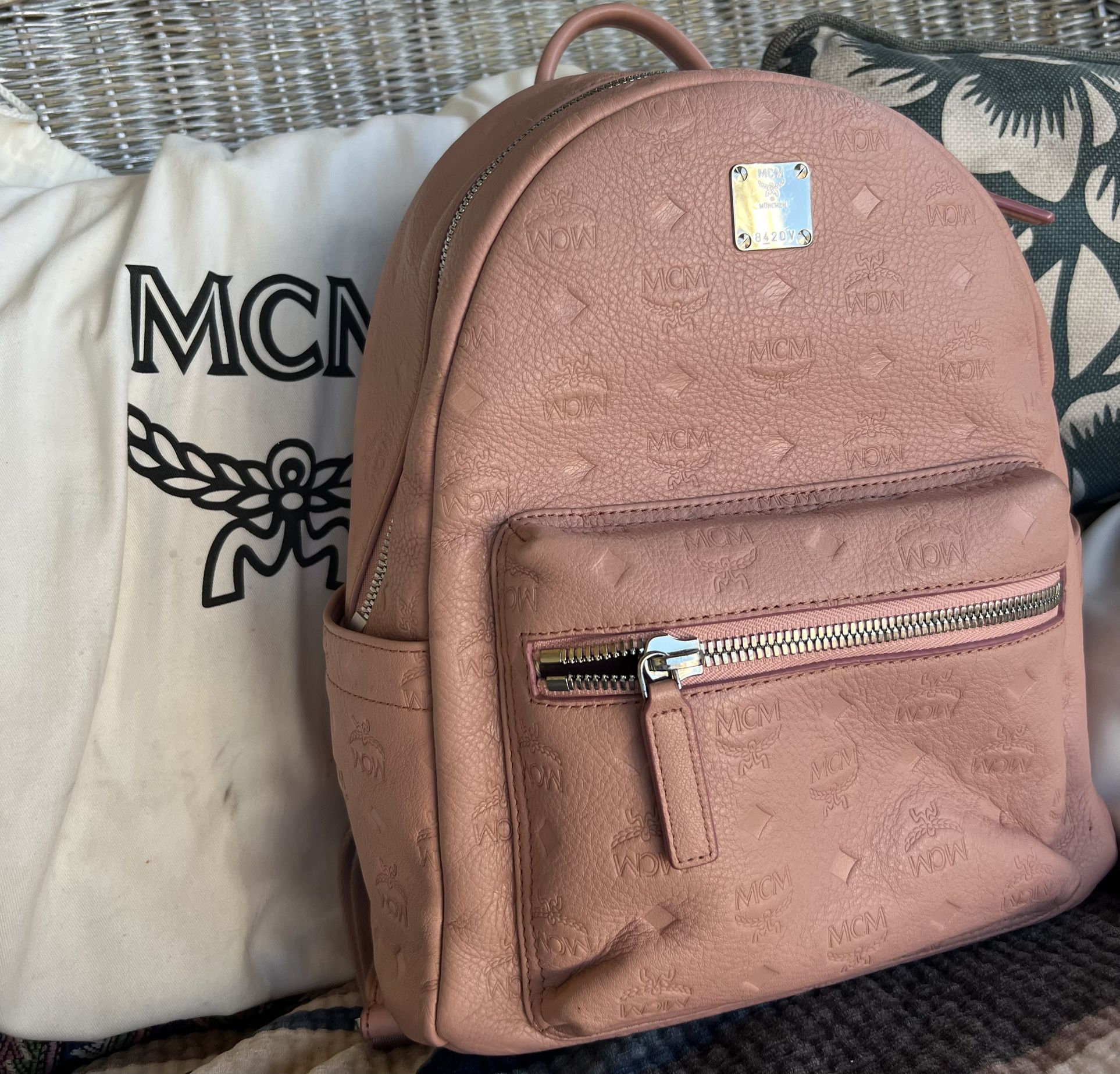 Pink MCM Backpack Canvas