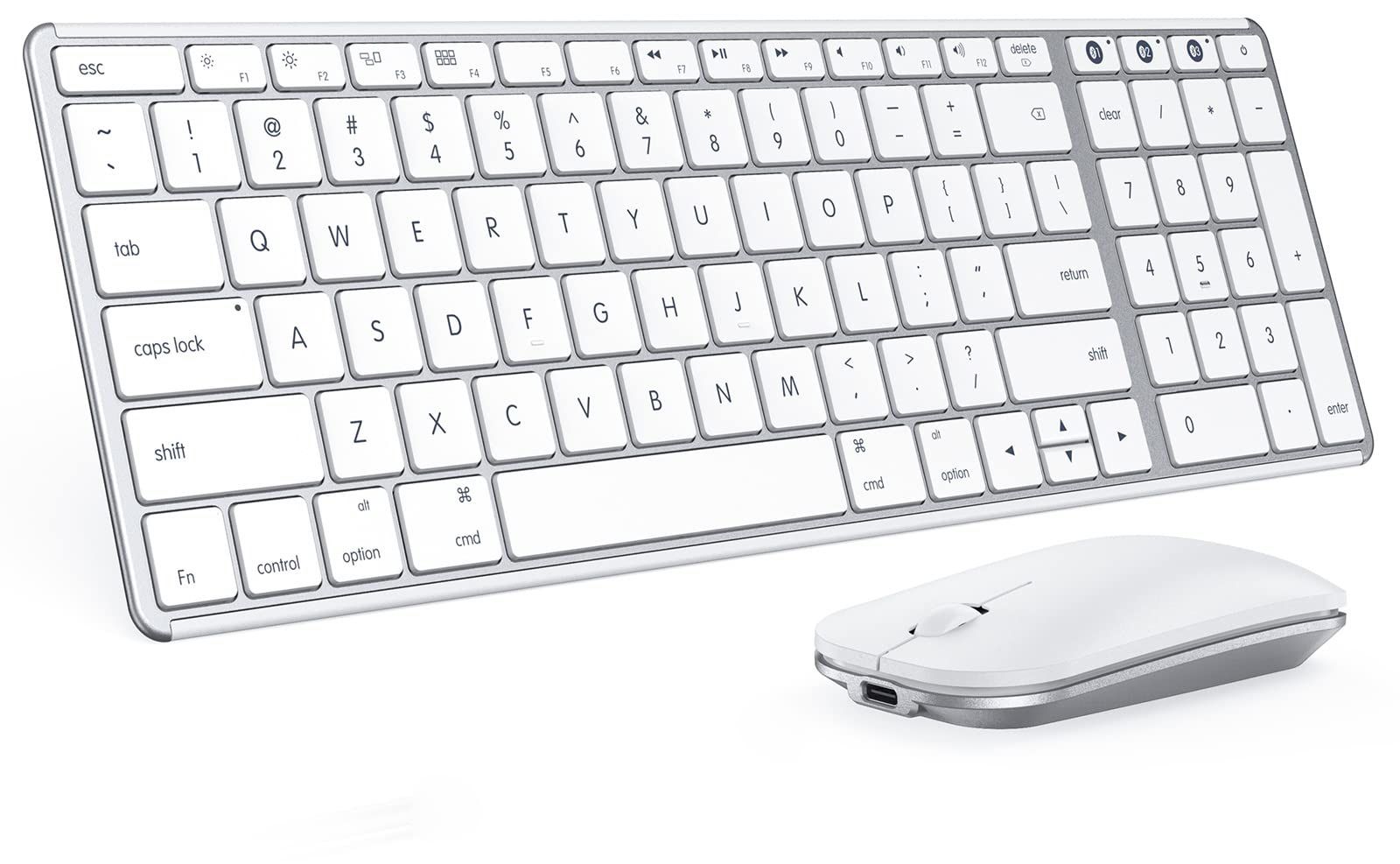 Wireless Bluetooth Keyboard and Mouse for Mac, Multi-Device Rechargeable