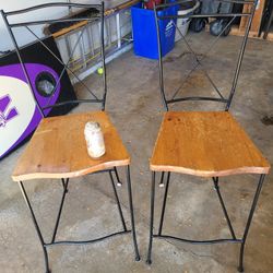 Tall Metal And Wood Stools