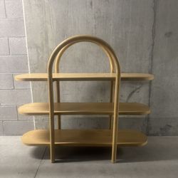 Crate & Barrel Natural Wood Wide 3-Shelf Bookcase