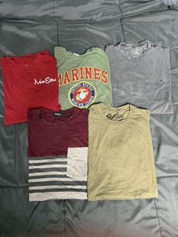 Bundle Of Men's Tees Size LARGE Vans, Huf, Into The AM, Marines - Quality Shirts