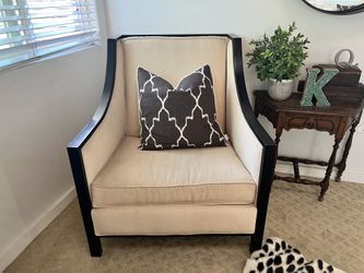 Cream Chair With Black Wood Trim