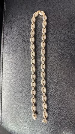 Gold Iced Out  Link Chain Necklace