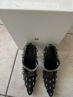 Givenchy Studded Chain Point Toe Heel mary Jane pumps rings  Givenchy Studded Chain Point Toe Heel mary Jane pumps rings circle loops chrome main image 0