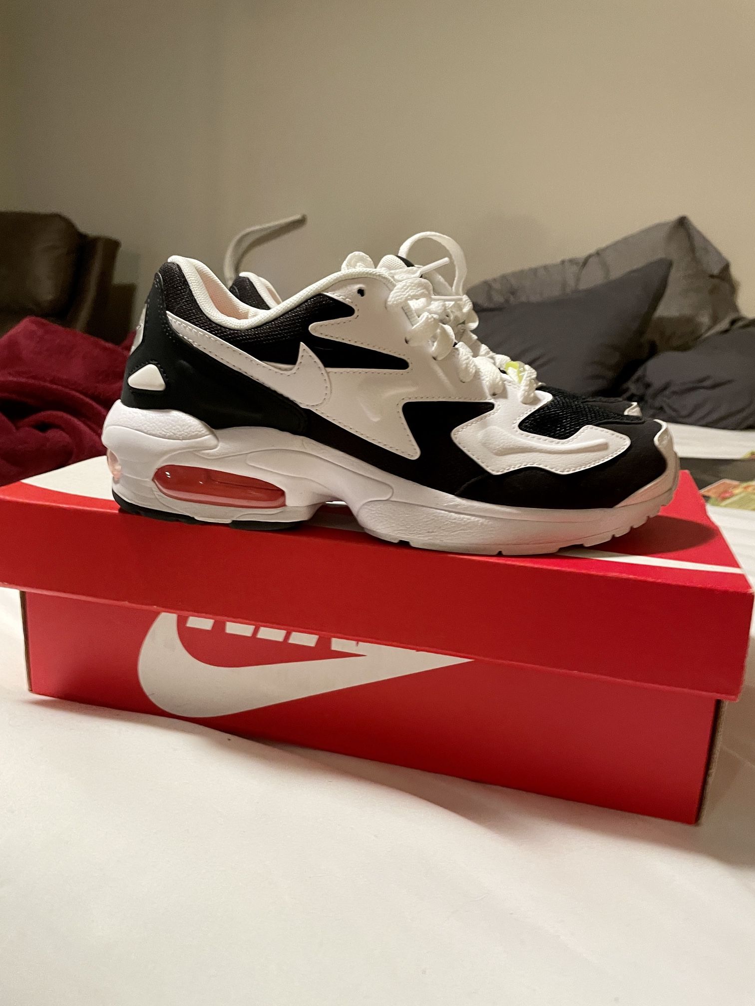 Womens Nike Air Max 2 Light Black & White 