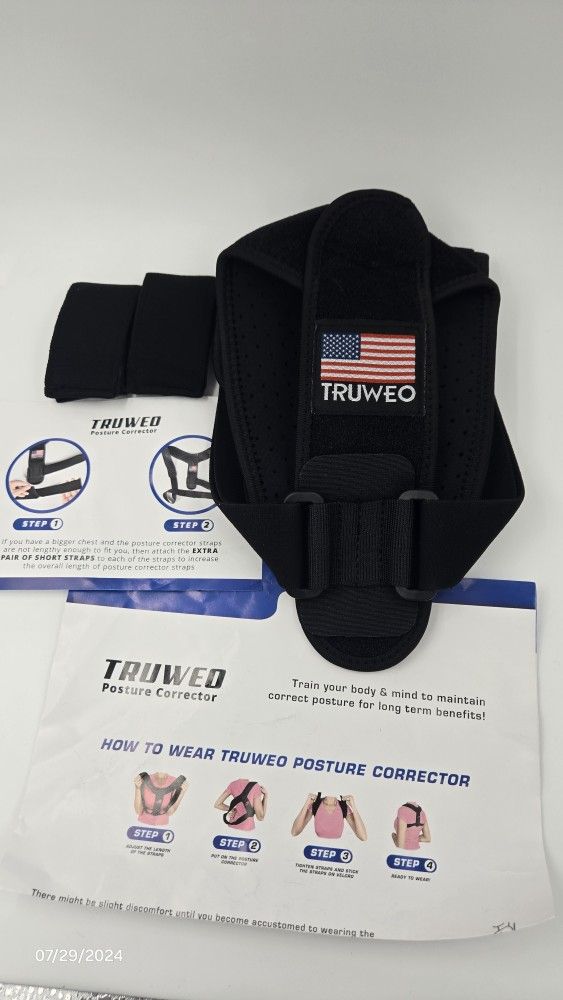 Truweo Posture Corrector For Men And Women - Adjustable Upper Back Brace