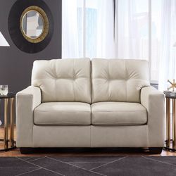 Leather Loveseat (Bone Color)