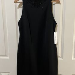 Calvin Klein Black Shift Dress with Beading; Size 10 - New with Tags!