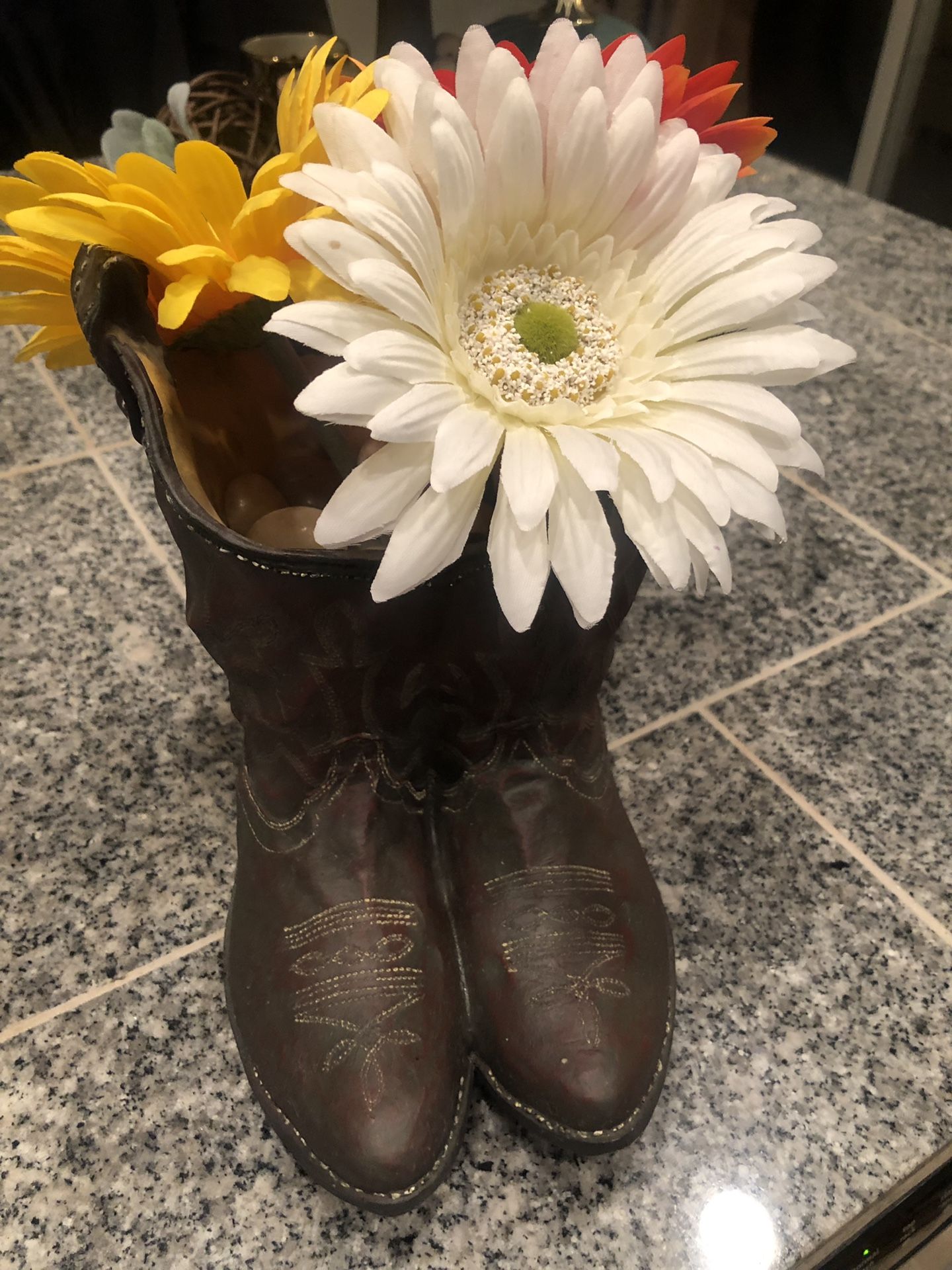Cowboy boots vase