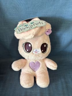 Peeks Pets Peek a Boo Plush Pink Bunny Heart - Brand New!