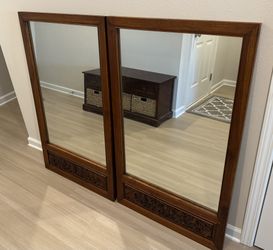 Two Vintage (1970s) Hand-Carved Mirrors from Thailand