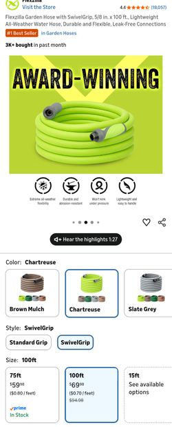 Flexzilla garden water hose 100 ft feet 3/4 and 5/8