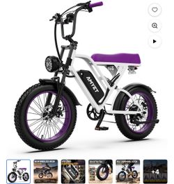 AMYET Fat Tire Electric Bike White Purple