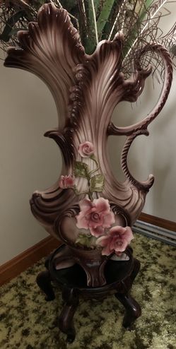Made in Italy Capodimonte Extra Tall Pitcher / Vase with Stand 