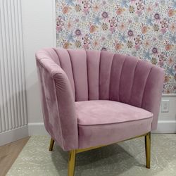  Colla Blush Pink Velvet & Gold Accent Chair