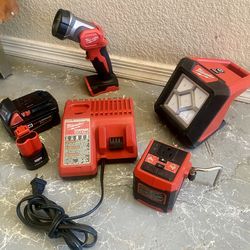 Milwaukee M18, M12 Power & Light Set - Batteries, Charger & Carry Bag Included
