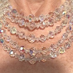 Vintage Cut Crystal Five String Necklace