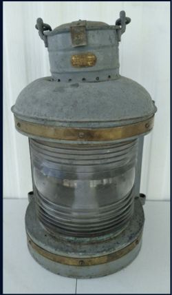 Antique Maritime Lantern Galvanized Metal Glass Railroad Style Navigation Light By A Ward Hendrickson 