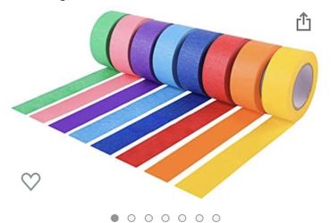 Colored Masking Tape/Painters Tape, Kids Craft Set - 8 Different Colored Tape - 16 Yards x 1 inch - Assorted Color Coded & Fun DIY Art Supplies for K