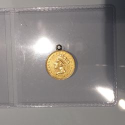 1862 Indian Princess Head USA GOLD Dollar Pendant