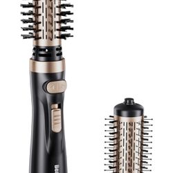 Beautimeter Auto Rotating Hair Dryer Brush, Hot Air Spin Brush Set with 2-Inch and 1.5-Inch Brushes, 3-in-1 Hot Air Curling Combo (Black & Gold)