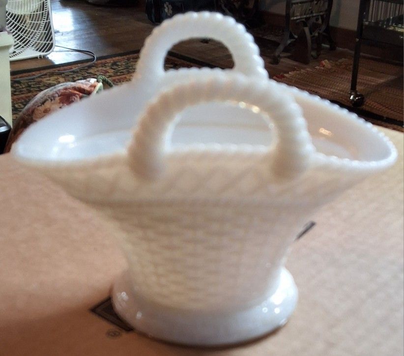 Small Milk Glass Basket