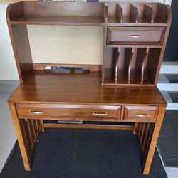 Solid Wood Desk With Removable Hutch