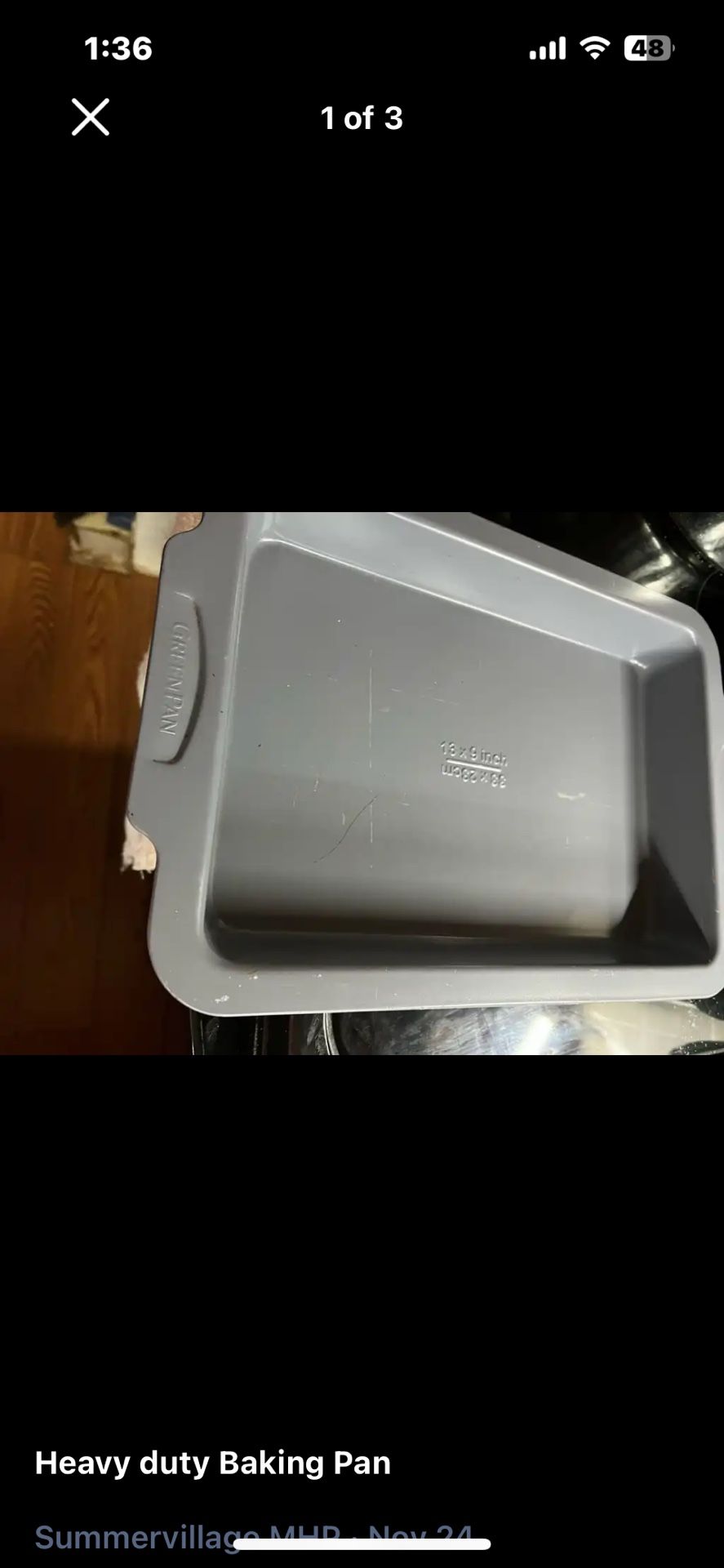 13 x 9 green pan like new