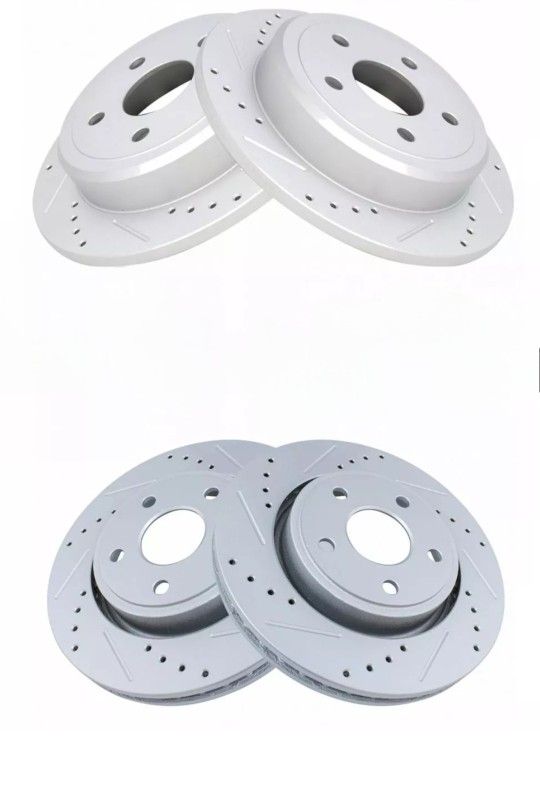 Brand New Front And Rear Performance Drilled Slotted Rotor Kit