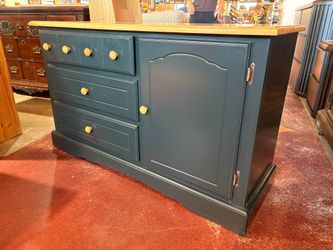 Two Tone Wooden Sideboard with Natural Round Wooden Knobs