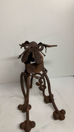 Steampunk Welded Scrap Iron Dog  Rustic Recycled   Brutalist Sculpture