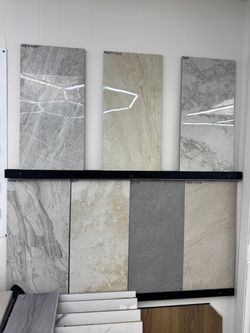 Large Format Stone Look Tile Samples Display