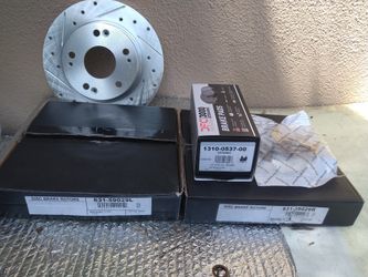 SET BRAND NEW DISK ROTORS CROSS DRILLED (REAR) BRAKE PADS, HARDWARE KIT FOR 2003-2007 HONDA ACCORD 