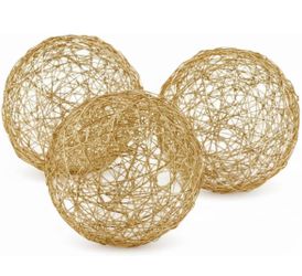Gold Iron Wire Spheres 5" diameter set of 3 NEW