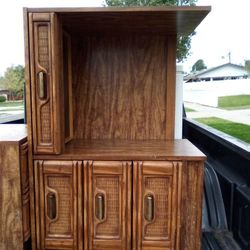 Vintage Style Desk And Free Nightstand. Top Of Nightstand Has Some Water Damage All Drawers Work Good 