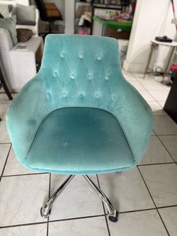 Teal Velvet Tufted Office Chair