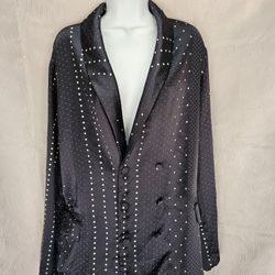 Victoria's Secret Jacquard Bed & Evening Black White Polka Dot Blazer XLarge