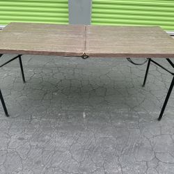 Ozark Trail 5FT Plastic Wooden Style Folding Table, Brown Indoor and Outdoor